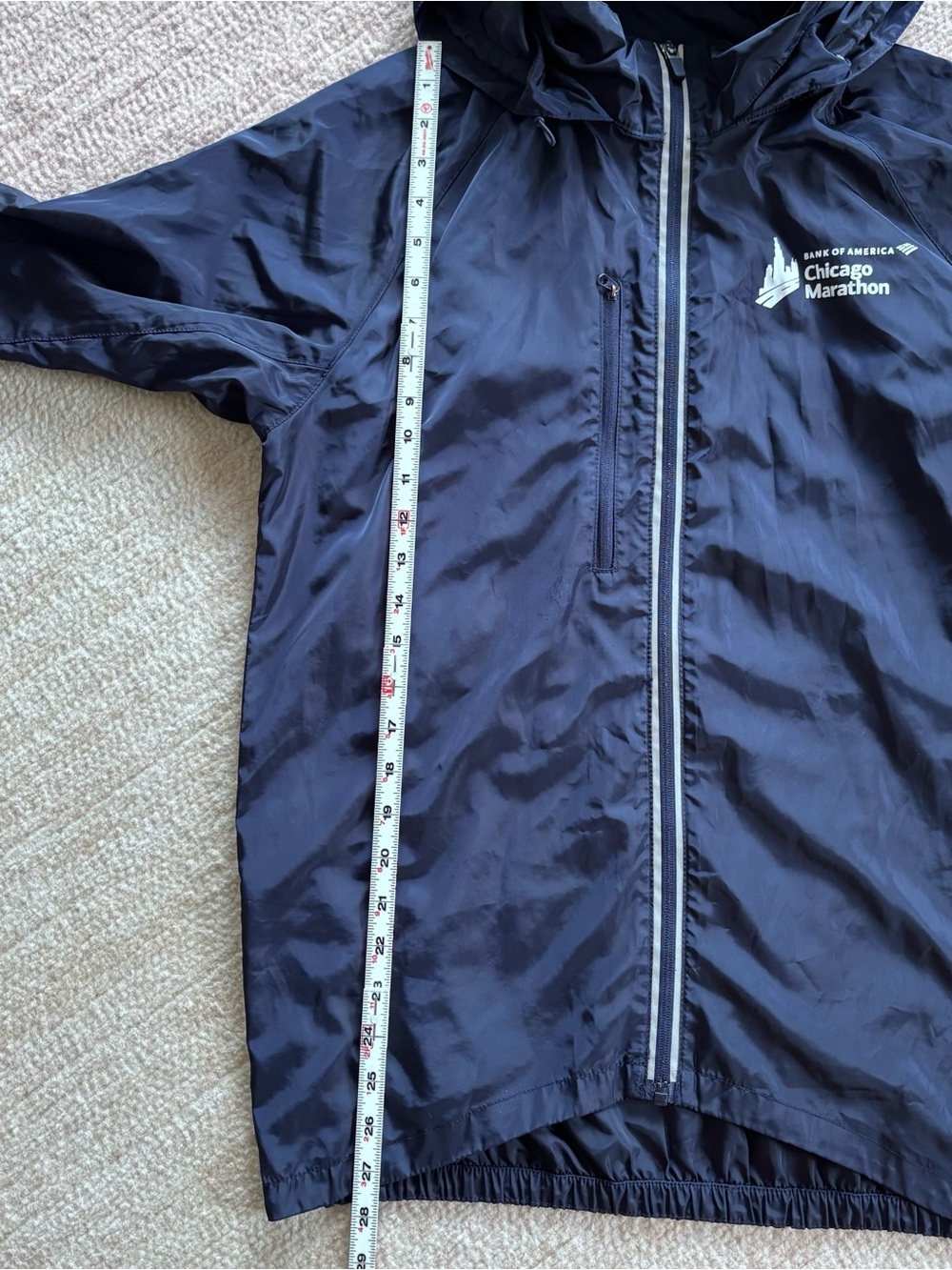 Navy Hooded Windbreaker Running Jacket - Chicago Marathon - Picture 6 of 12